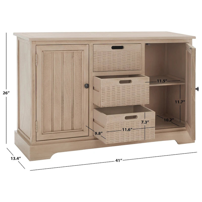 Console de ferme avec 2 tiroirs et 3 paniers amovibles