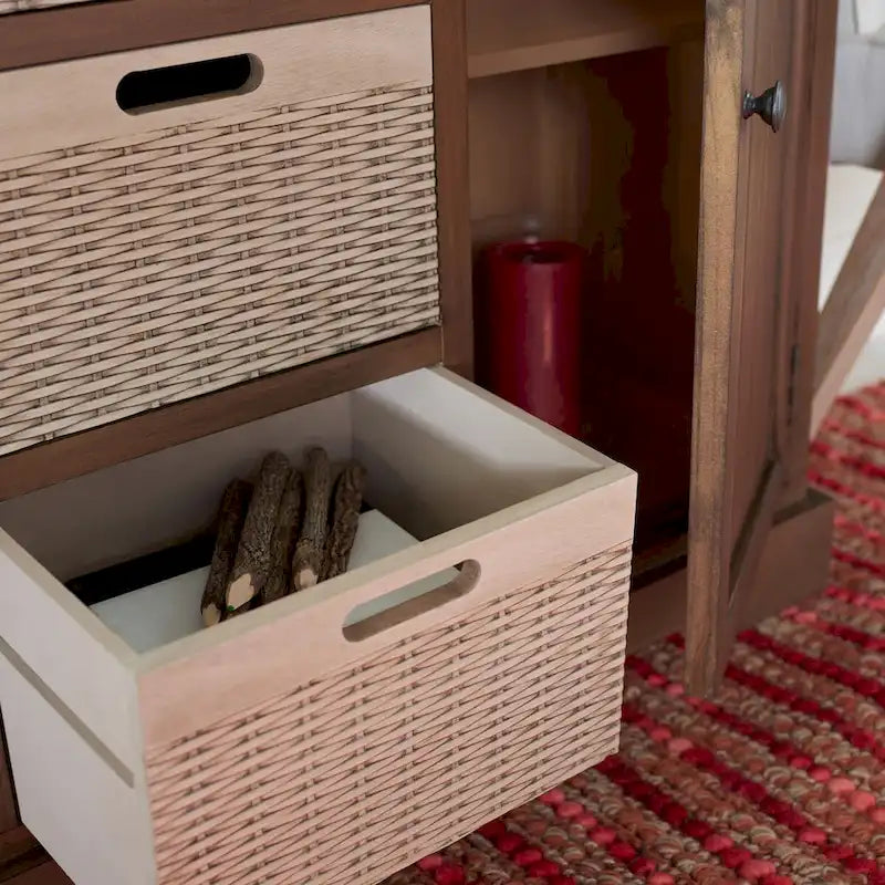 Console de ferme avec 2 tiroirs et 3 paniers amovibles