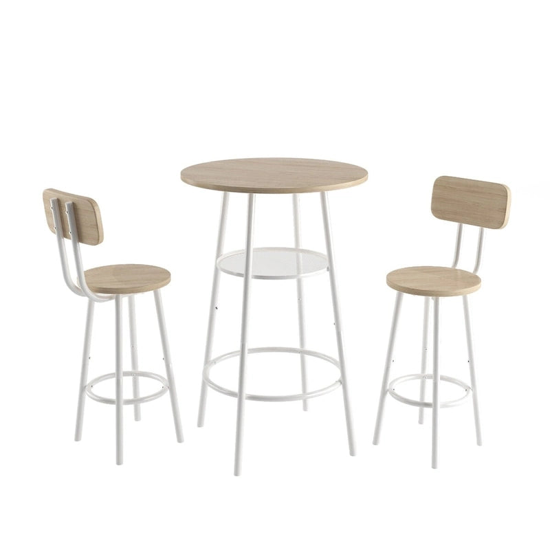 Table de bar avec 2 tabourets pliables et cloison, 61x61x90 cm