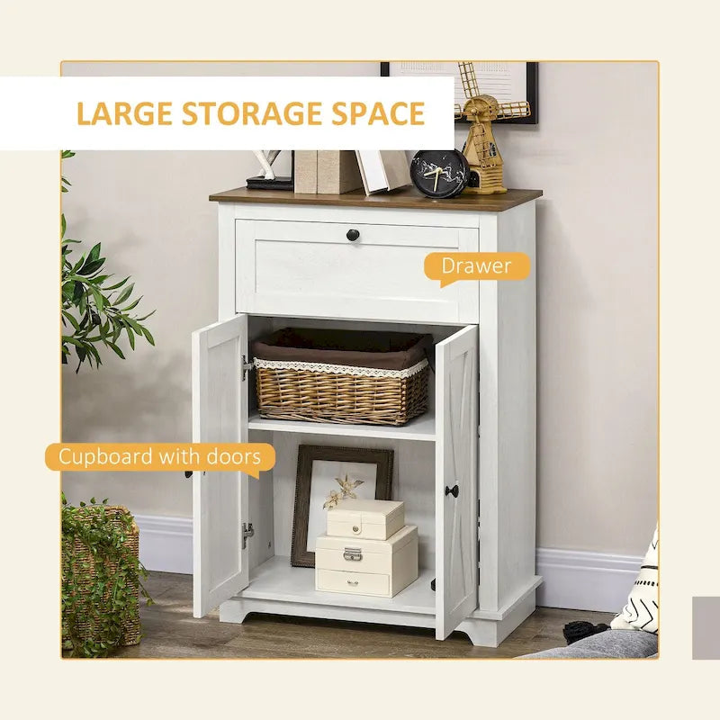 Meuble de cuisine bas avec double porte, tiroir et étagère réglable
