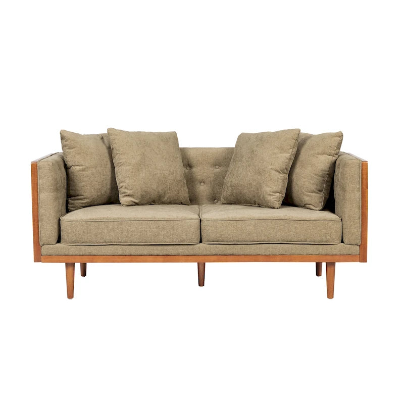 Causeuse capitonnée avec coussins décoratifs