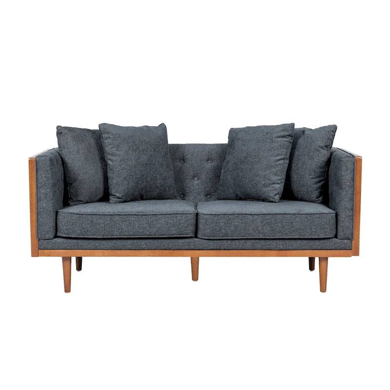 Causeuse capitonnée avec coussins décoratifs