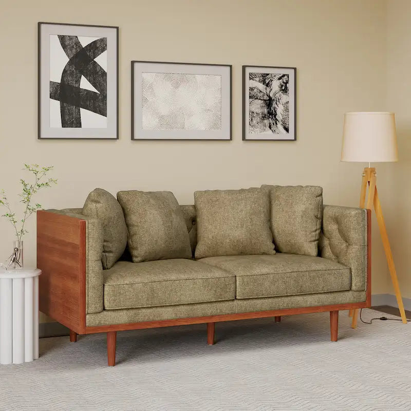 Causeuse capitonnée avec coussins décoratifs
