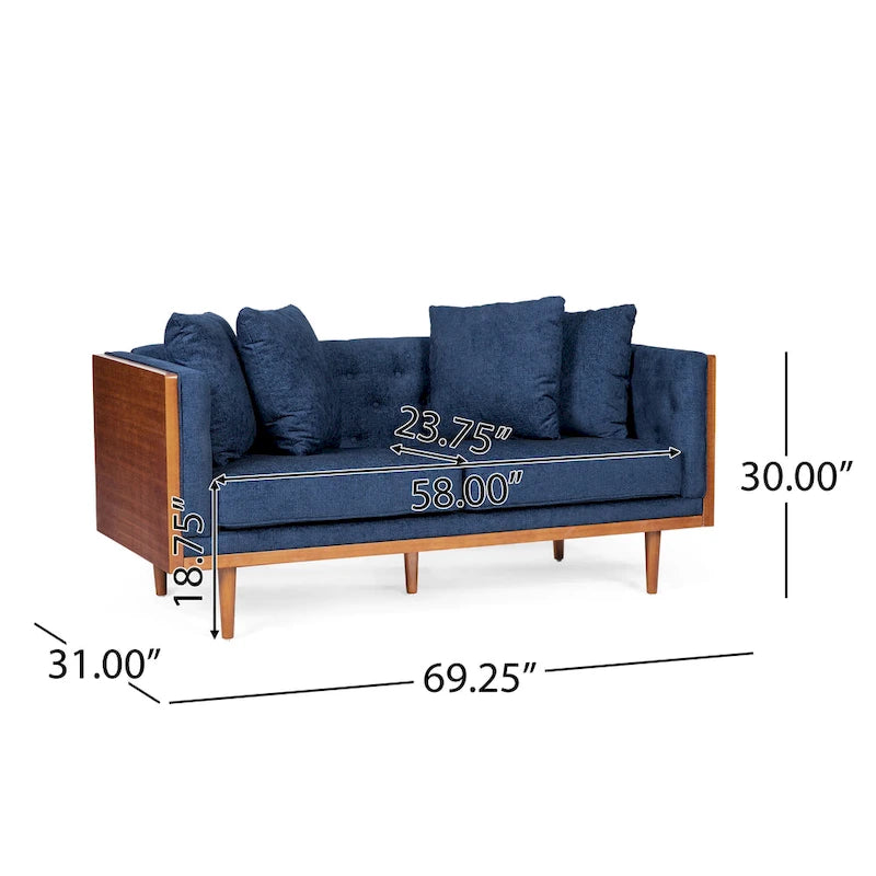 Causeuse capitonnée avec coussins décoratifs