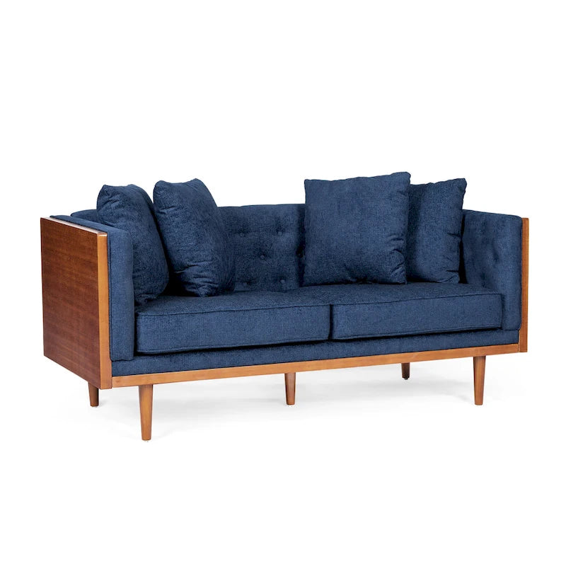 Causeuse capitonnée avec coussins décoratifs