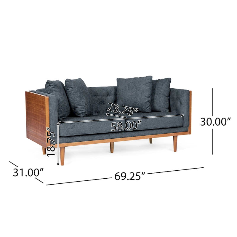 Causeuse capitonnée avec coussins décoratifs