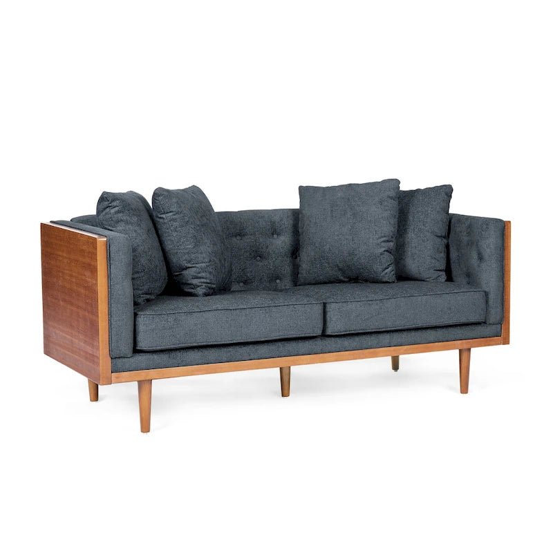 Causeuse capitonnée avec coussins décoratifs