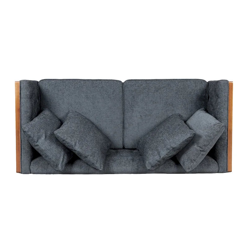 Causeuse capitonnée avec coussins décoratifs