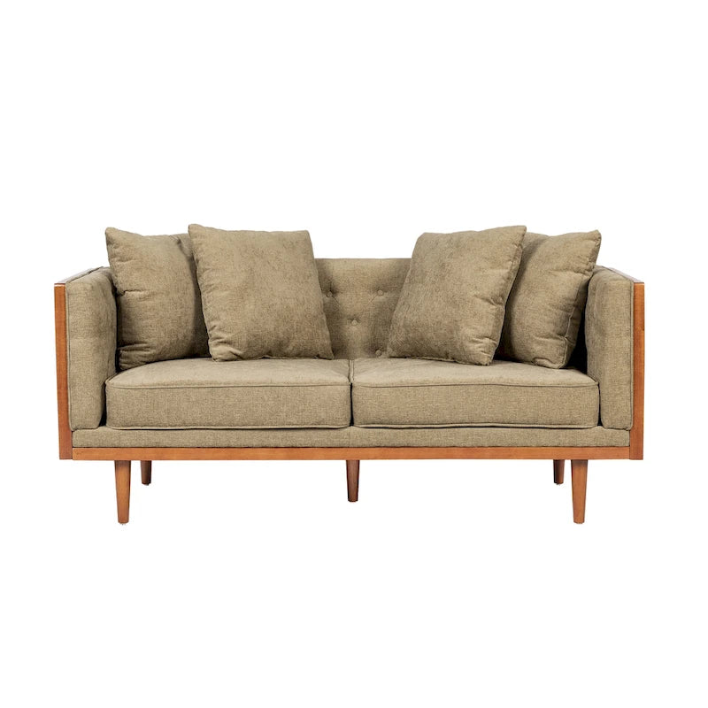 Causeuse capitonnée avec coussins décoratifs