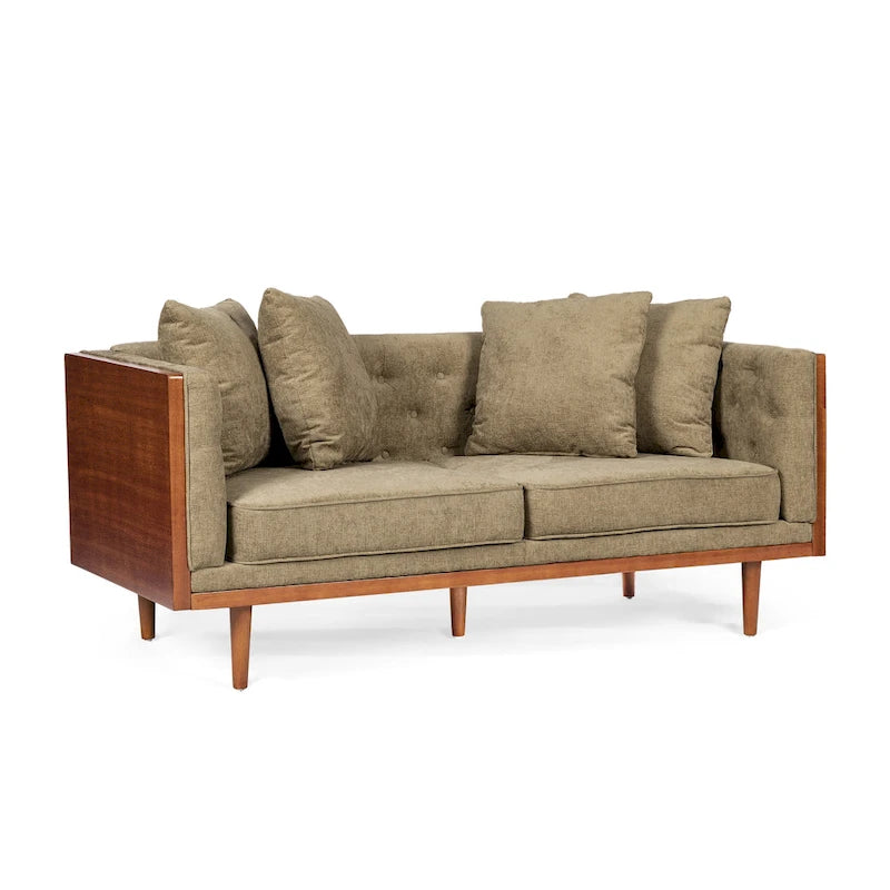 Causeuse capitonnée avec coussins décoratifs