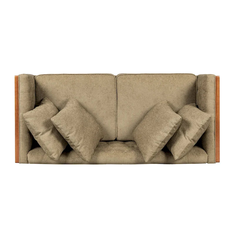 Causeuse capitonnée avec coussins décoratifs