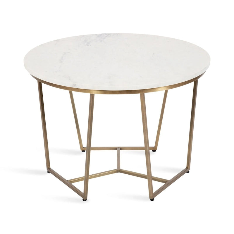 Table Basse Ronde en Bois et Métal, Noyer et Doré, 71 cm