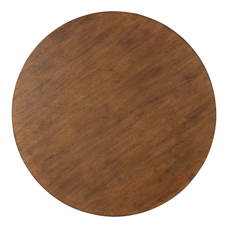 Table Basse Ronde en Bois et Métal, Noyer et Doré, 71 cm