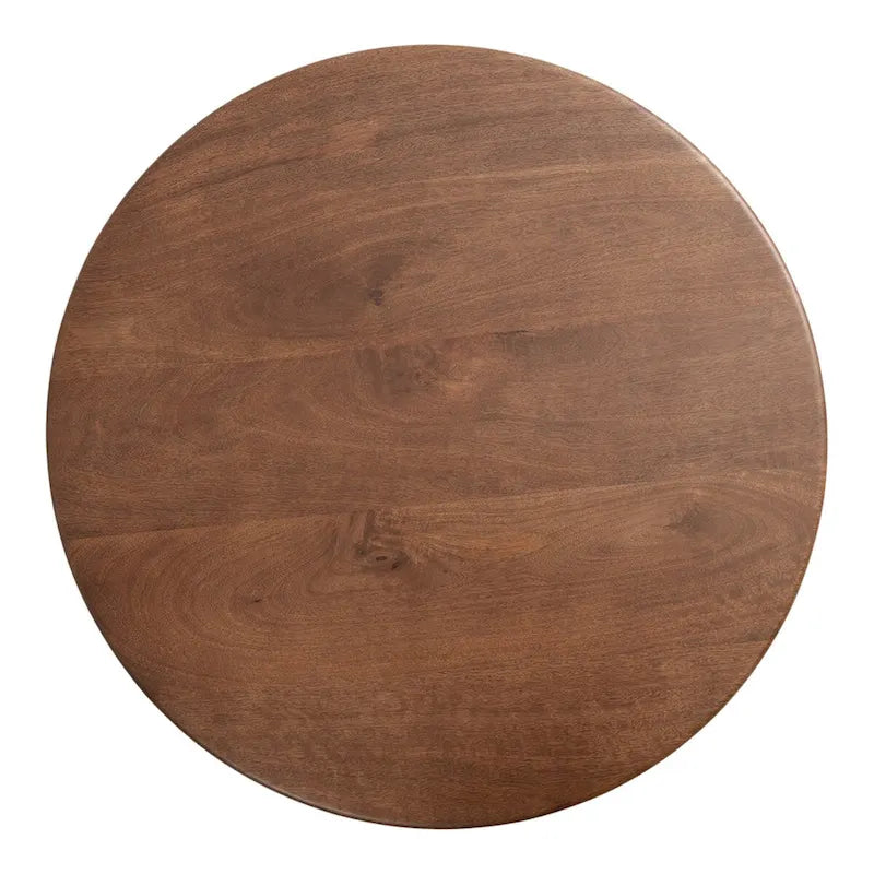 Table Basse Ronde en Bois et Métal, Noyer et Doré, 71 cm