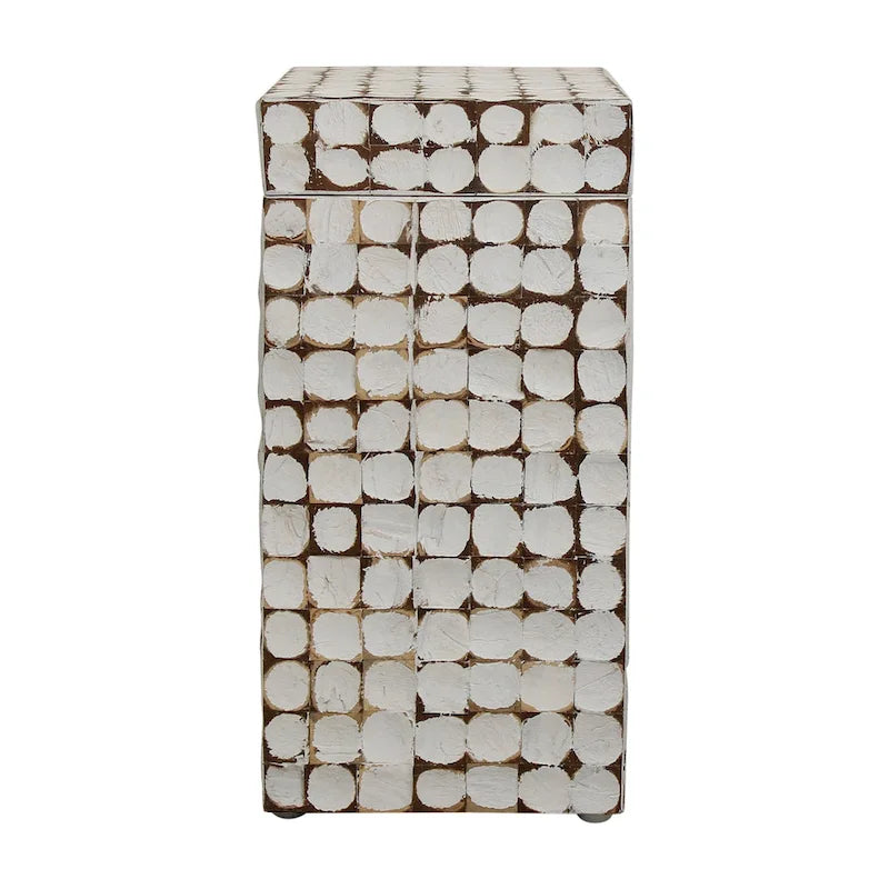 Table d'appoint cube en coque de noix de coco naturelle vieillie