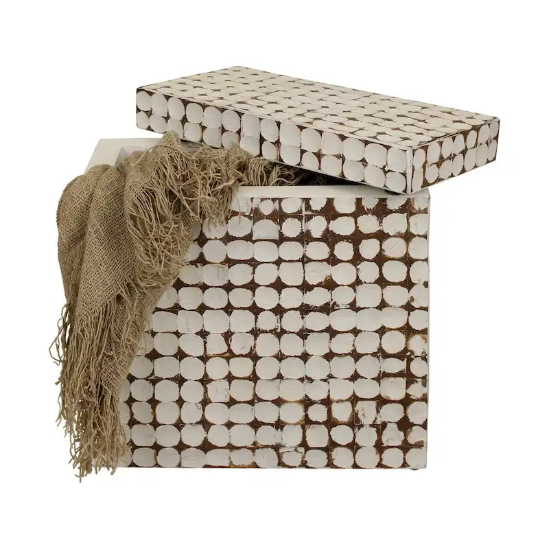 Table d'appoint cube en coque de noix de coco naturelle vieillie