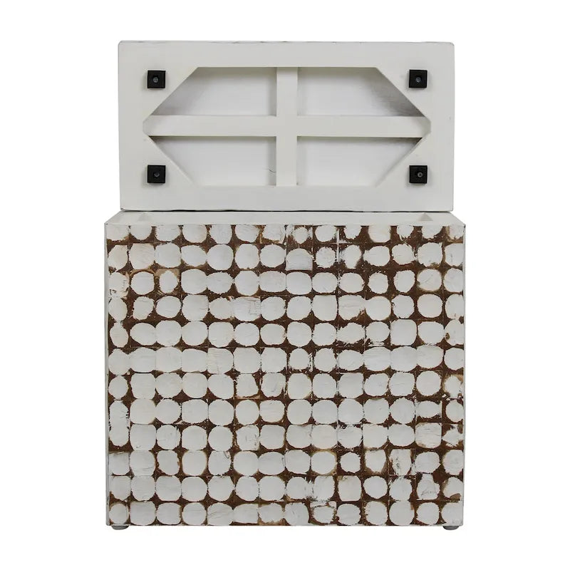 Table d'appoint cube en coque de noix de coco naturelle vieillie