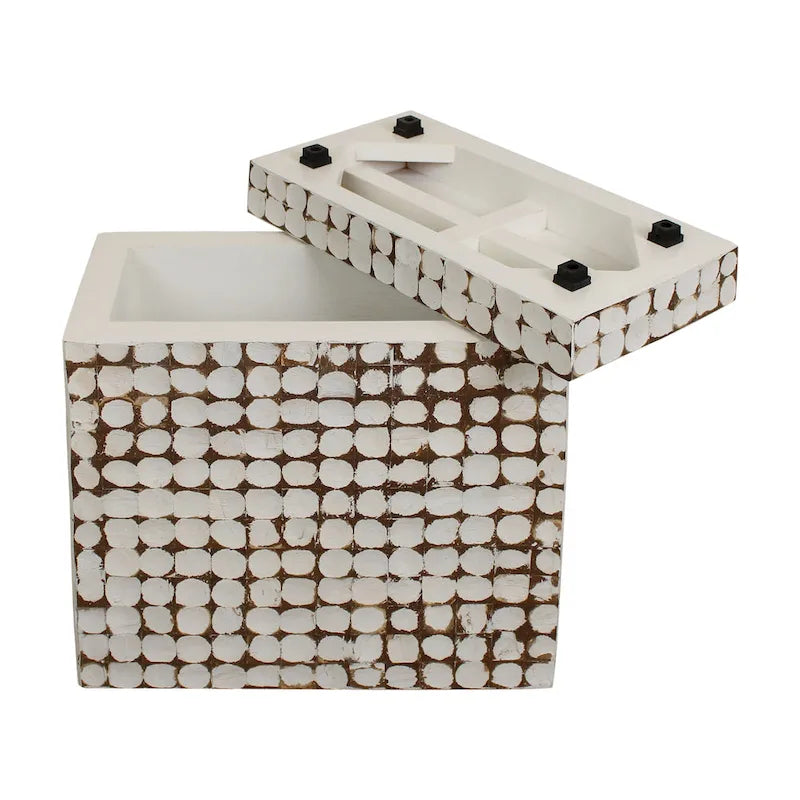 Table d'appoint cube en coque de noix de coco naturelle vieillie
