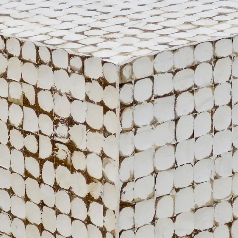 Table d'appoint cube en coque de noix de coco naturelle vieillie