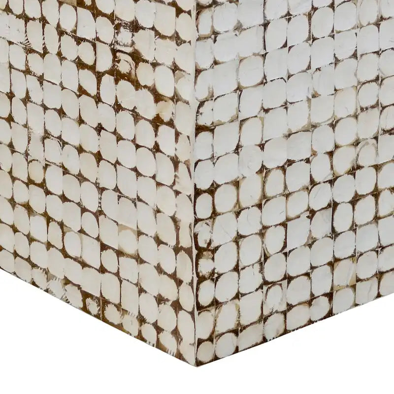 Table d'appoint cube en coque de noix de coco naturelle vieillie