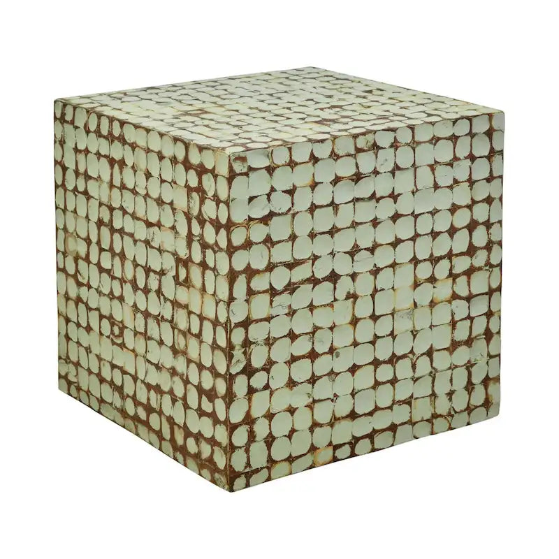 Table d'appoint cube en coque de noix de coco naturelle vieillie