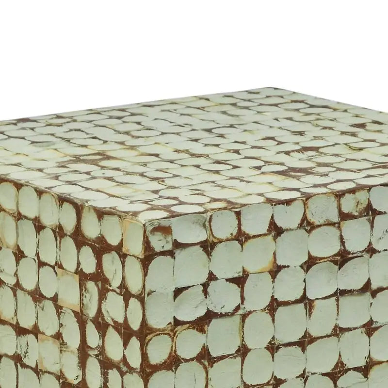 Table d'appoint cube en coque de noix de coco naturelle vieillie