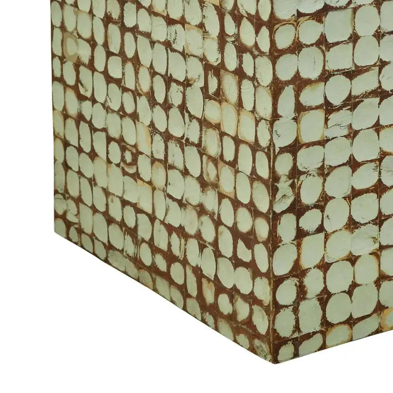 Table d'appoint cube en coque de noix de coco naturelle vieillie