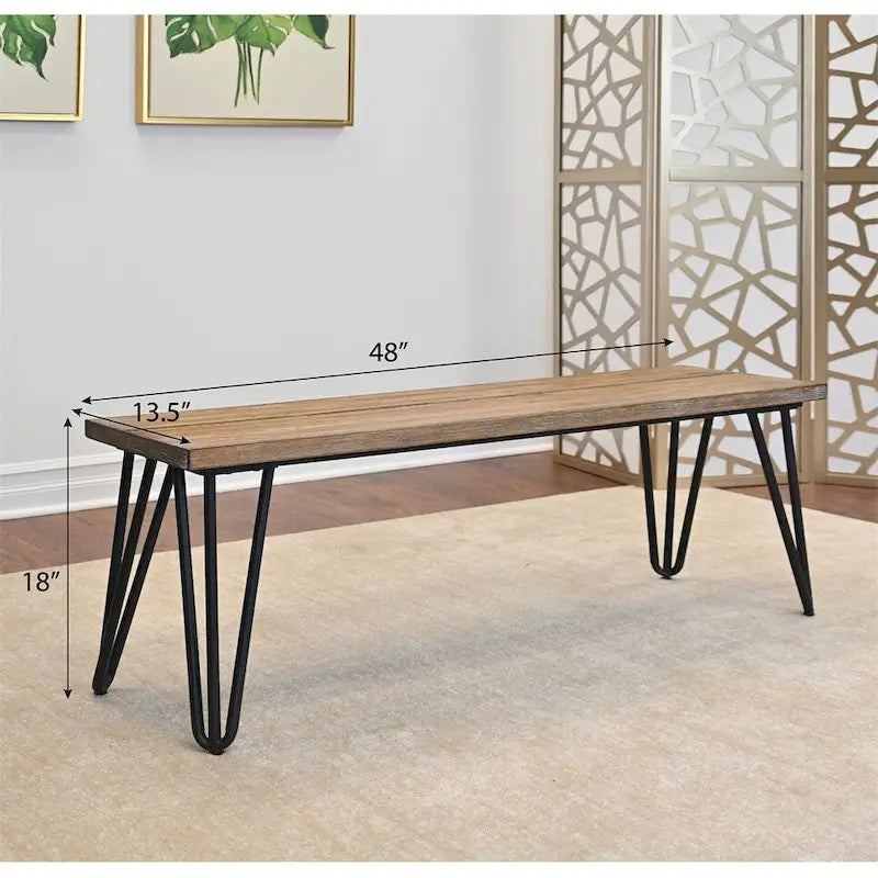 Banc de salle à manger en bois avec cadre en métal
