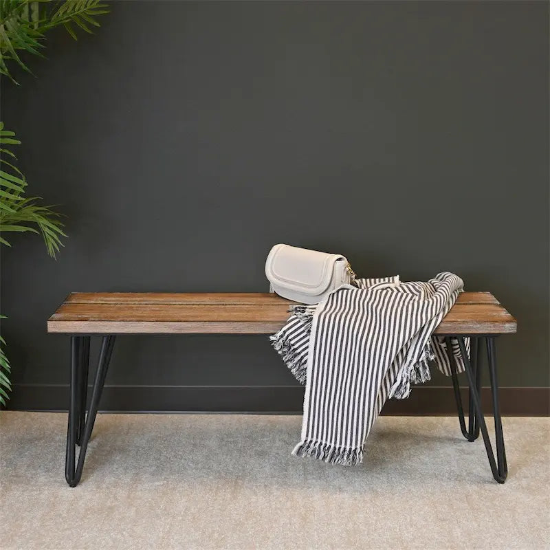 Banc de salle à manger en bois avec cadre en métal