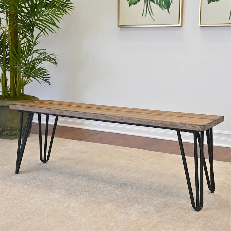 Banc de salle à manger en bois avec cadre en métal
