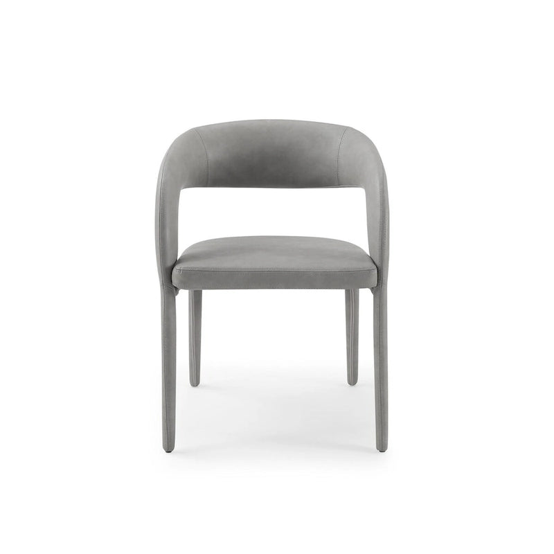 Chaise de salle à manger moderne en similicuir gris