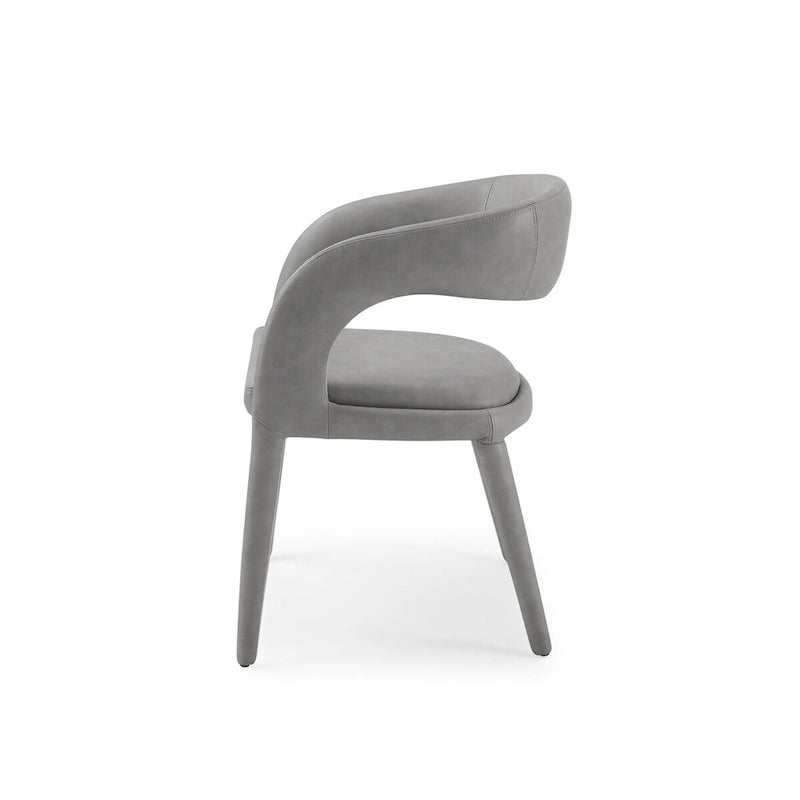 Chaise de salle à manger moderne en similicuir gris