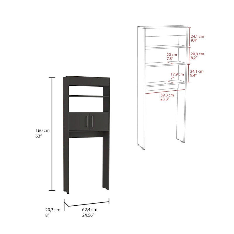 Meuble de rangement WC suspendu avec portes et étagères