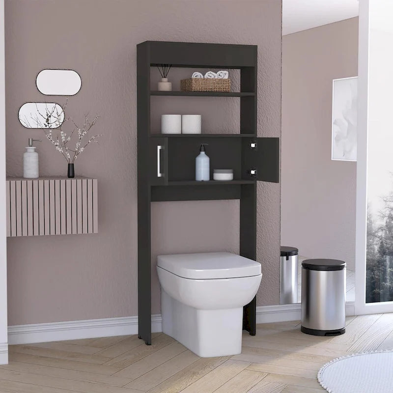 Meuble de rangement WC suspendu avec portes et étagères