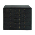Malle de rangement vintage en bois et similicuir avec boucles et sangles - Noir